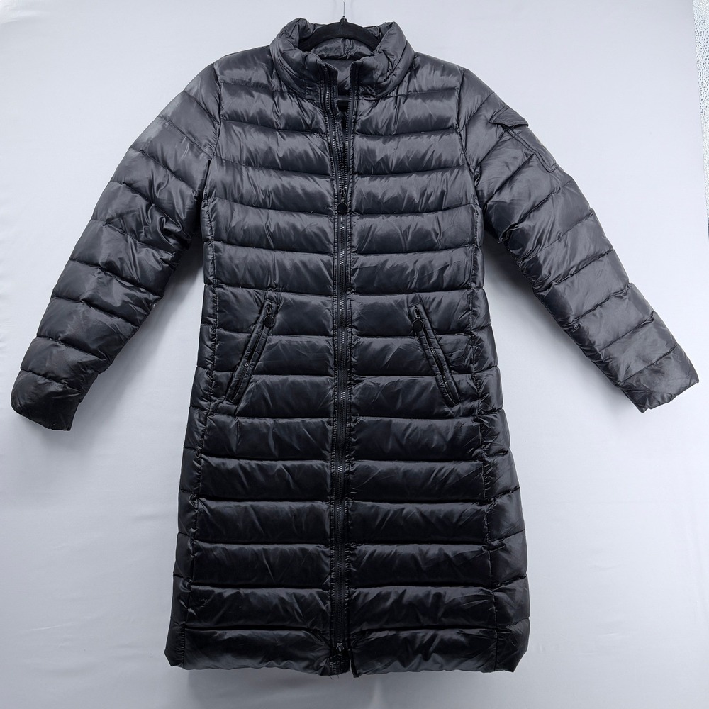 Long Quilted Puffer Coat - Black